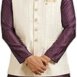 Men's Art Silk Geometric Embroidery & Shimmer Nehru Jacket (1pc)-image-31