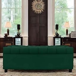 AMATA Eagle 2 Seater Ottoman/pouffe Green Suede Velvet Fabric Perfect for Home Living Office Room and Guests (Green 3, 2 Seater)(3 Year Warranty)-image-26