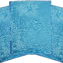 Heart Home Pack of 3 Anti-Slip Bathroom Mat | Door Mats for Home Entrance & Kitchen Floor | Foot Perdan for Home Door | Furry - Blue-image-31