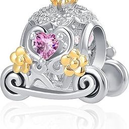 Cinderella's Pumpkin Fairy Tales Princess Carriage Flower Christmas Charms Bead fit Pandora Charm Bracelet for Women Gilrs, Copper, copper-image-62