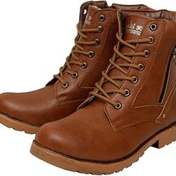 Leatherette Tan Brown Edition Zipper Heavy Duty High Ankle Length Long Boots for Men (HB9711)-image-40