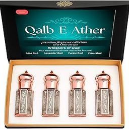 Attar Set for Women | Premium Non-Alcoholic Long Lasting Fragrance Oils | Perfume Gift Pack | Set of 4 Bottles (Whispers of Oud) (12ML, Whisper of Oud)-18