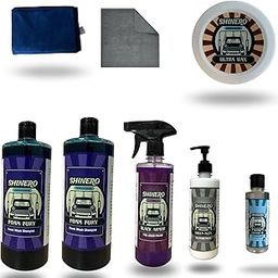 Shinero® Premium Shield Car Care Kit – Set of 8 | Foam Fury Shampoo 2L, Ultra Wax 100g, Sheen Flex 250ml, Restore+ 100ml, Tire Polish 500ml, Cloths & Pad-image-40