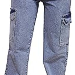 Cargo Jeans for Women | High Waist Wide Leg Cargo Denim | Stretchable Loose Straight Jeans for Women-image-36
