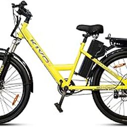 KIVO Easy Extended Carrier Electric Cycle | Standard Normal Range | Range up to 45 Kms in Pedal Assist Mode | Electric Bicycle - Neon-0
