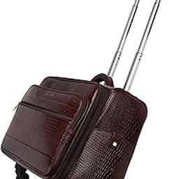 Leather Accessories 55Cm Leather Hard-Sided Spinner Laptop Suitcase Bag With 4 Wheels (Brown, 46 Liters)-12
