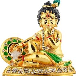 Kulin Metal Lord Krishna Idol | Statue for Car Dashboard | Home Decor | Gifting | Showpiece - (5.5 cm x 2 cm x 10 cm)-image-21
