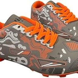 Grey Orange Zig Zag Football Shoes for Man-4