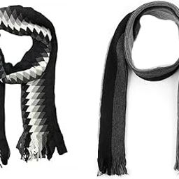 Men & Women Casual Self Design Solid Acrylic Woolen Muffler/Scarf/Stole for Winter, Size free (Combo) (Muffler White&Black 3)-image-31