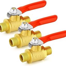 MAXAIR PACK OF 3PCS 1/4 Inch Male to Male Heavy Duty Brass Ball Valve Shut Off Switch, 1/4 Inch MNPT Thread Pipe Fitting 180 Degree Operation Handle-27
