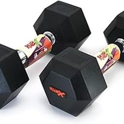 RUBX Rubber Coated Professional Exercise Hex Dumbbells (Pack of Two) 7.5 Kg x 2pc (Total = 15 kg)-image-1