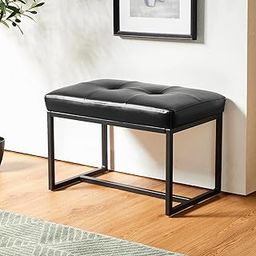 Indian Decor 41448 Ottoman Bench, Modern PU Leather Vanity Stools Chairs with Metal Frame, Makeup Stool Padded Foot Rest Stool for Living Room Vanity, Entryway, Bathroom, Brown-image-69