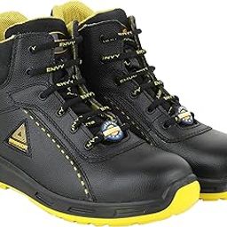 Warrior Envy Earth Safety Boots for Men, Ankle Boot, Genuine Leather, Steel Toe, Yellow/Black, Sizes-6UK-11UK-16