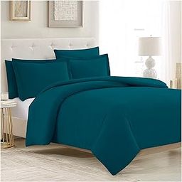 Trance Home Linen Zippered 100% Cotton 400 TC Plain Single Size Duvet Cover Quilt Cover Blanket Cover Razai Comforter Cover with 1 Pillow Cover (60 x 92 inch - Teal)-image-53