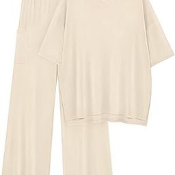Women Casual Summer co ords Set Track Suit Oversized Top Baggy Pant,Top and Pajama Set-image-87