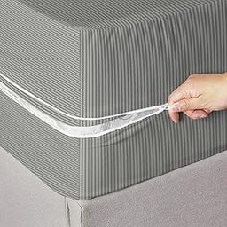 VAS COLLECTIONS Premium Cotton Mattress Cover/Protector with Zipper Chain|Provides All Around Protection with 360° Encasing |Double - 78x60+6 inches (6x5 ft) - Pack of 1 - Grey-8