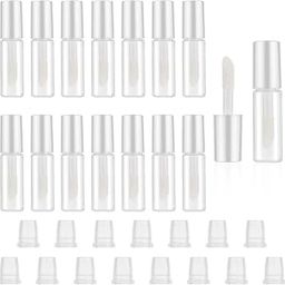 Hunky Dory 24pcs 3ml Round White Travel Empty Lip Gloss,Lip Care,Costemic, Oil Bottles Transparent Empty Clear Lip Containers Tubes,Refillable Bottle with Plug-7