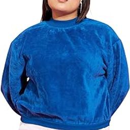 Royal Blue Fleece Fur High Neck Sweatshirt-image-86