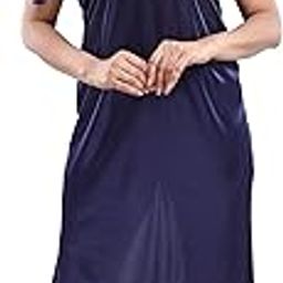 Women's Satin Solid Maxi Nighty-image-74