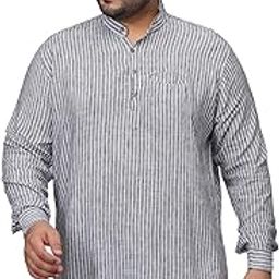 Men's Linen Chinese Collar Full Sleeve Plus Size Short Kurta-image-39
