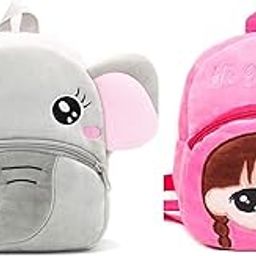 Black Hill Kids School Bag Soft Plush Backpack Cartoon Bags Mini Travel Bag for for Girls Boys Toddler Baby Elephant & Hi Girl-image-82