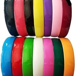 Glam Shopperz Wide multicolor Plastic Headbands, Solid Design Pack of 10-image-81