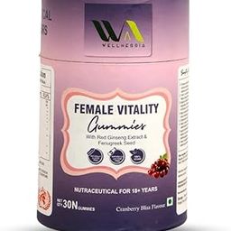 Wellnessia Female Vitality Gummies - Support for Energy, Wellness, and Balance - Natural Ingredients for Women’s Health - 30 Gummies (Cranberry Bliss Flavour)-1