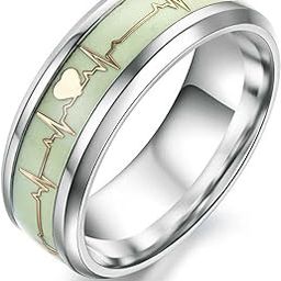 Titanium Stainless Steel Thumb Band Yellow glow rings Black Metal Combo Love heartbeat Finger Ring Combo for Boys Men Mens Boyfriend Gents Women Girls Kids couples-MEN RINGS-AME025 (18)-image-45