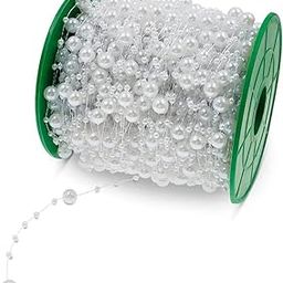 Just Flowers Artificial Faux Pearl Beads Chain Garland 3 mm for Jewelry Making, Decoration, Embellishing Handbags, Garments, Craft Accessories, (5 Metre, White)-image-24