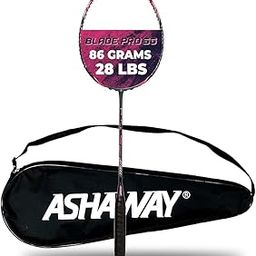 ASHAWAY Badminton Racquet Blade Pro 90 - Unstrung 86g - Head Heavy Balance 295mm - Graphite Carbon Rackets - Upto 28 lbs Tension - Ideal Badminton Racket for Men - With Full Badminton Cover (Blue)-2