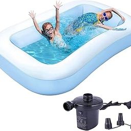 Hethansh 5.5 Feet Rectangular Inflatable Swimming Pool Bathtub Soft Material Kids Adult Spa Bath Tubs for Outdoor Garden Party (Blue, Pump Not Included)-10