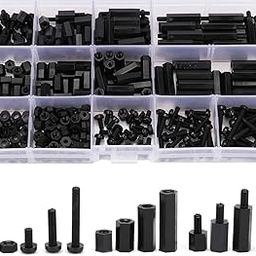 Jucoan 380 PCS M3 Male Female Nylon Hex Spacer Standoffs Screws Nuts Assortment Kit Threaded Pillar PCB Motherboard (Black)-27