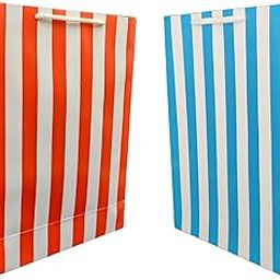 TASCHE Blue and Red stripes Printed Assorted Gift Paper Bags | Gift Bags for Wedding, Return gifts, and Birthday presents (11 * 8 * 3 Inches) (Blue and Red) (Pack of 10)-image-55