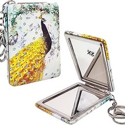FunBlast Peacock Print Hand Mirror – Mini Compact Travel Makeup Mirror, 3.54 x 2.36 inches, Multicolour Stone Frame, Ideal for Office, Purse, Gifts-image-37