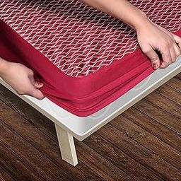 VYBBA 100% Spun Cotton Bed Protector Waterproof for Baby Elastic Fitted Waterproof Mattress Protector Twin Size Breathable Bed Cover & Mattress Cover (72x48 inch | 6x4 feet Maroon) 220 GSM-image-58