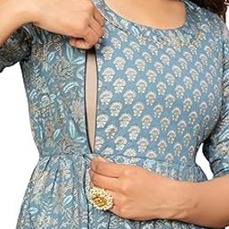 JAIPURFAME Stylish Women's Pure Cotton All Over Printed Kurti Gown, Maternity Dress, and Feeding Dress – Comfortable and Elegant Maternity Wear for Women-image-70
