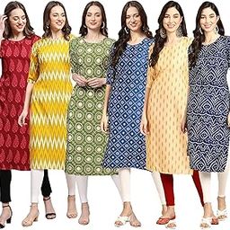 Women's Crepe Digital Print Straight Kurta Pack of 6 [CR-336-370-344-343-328-366]-picture-30