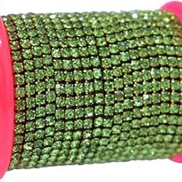 Embroiderymaterial 2MM (6SS) Rhinestones Cup Chain for Craft, Embroidery and Jewellery Making (5 Mtr, Paradise Green Color)-picture-21