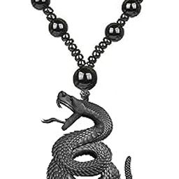 Black Serpentine Snake Pendant Locket for Men Women Unisex Resin Jewelry with Coiled Serpent Design on Beads Chain Symbol of Rebirth & Inner Power Unisex Gift for Adventurers-image-76