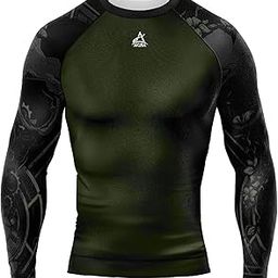 Full Sleeve Skins Performance Fit Compression for MMA, BJJ Rash Guard,Gym, Running, Cycling (Olive-Green)-image-48