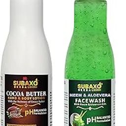 SUBAXO Cocoa Butter hand and body lotion(200ml) And Neem And Aloevera Facewash (200ml) Combo-60