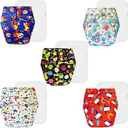 Dumbledo Premium Cloth Diaper with Cotton Insert (Pack of 5) | Hypoallergenic | Leakproof | Adjustable Snaps | Everyday Diapering Essential | 3 Months – 3 Years | Unisex Baby-picture-24