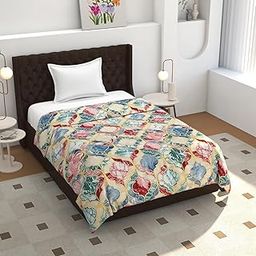 TIB® 140 GSM Soft Glace Cotton Duvet Cover Single Bed II Razai Cover II Quilt Cover II Dohar Cover for Single Bed with Zipper. (Pink & Beige, Single)-image-77