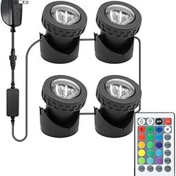 Colored Pond Lights with Timer, Underwater RGB Fountain Light IP68 Waterproof, Dimmable Outdoor Landscape Lights Fish Tank Pond Fountain Garden, 4 in Set-19