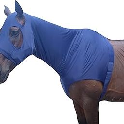 Lycra Stretch Horse Hood with Zip Full Face Neck Cover Navy XL-picture-52