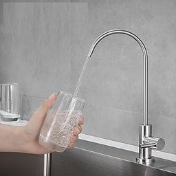Inart Stainless Steel Faucet Tap - Ideal for Undersink RO Water Purifiers & Kitchen Sinks - Durable Drinking Water Filter Tap (Nickel Color)-image-51
