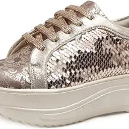vendoz Women Wedding & Party High Heel Sneakers I Cushioned Insole I Glittery & Embellished Bridal Wear I Lightweight and Stylish Shoes for Girls CNV4033-picture-11