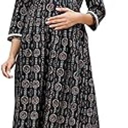 Women's Rayon Maternity Dress/Pregnancy Dress/Easy Breastfeeding Dress/Western Dress with Zippers for Nursing Pre and Post Pregnancy (Maroon)-picture-32