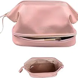 sukhad Women Travel Make Up Toiletry Organizer Pouch Double-Layered Dry and Wet Separation Bag | Lather | Pink-picture-26