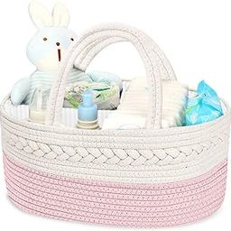 Maliton Diaper Caddy for Baby Girl-Cotton Rope Diaper Caddy, Diaper Organizer for Changing Table, Portable Baby Basket for Storage Baby Stuff, Newborn Registry Must Have Items-picture-23